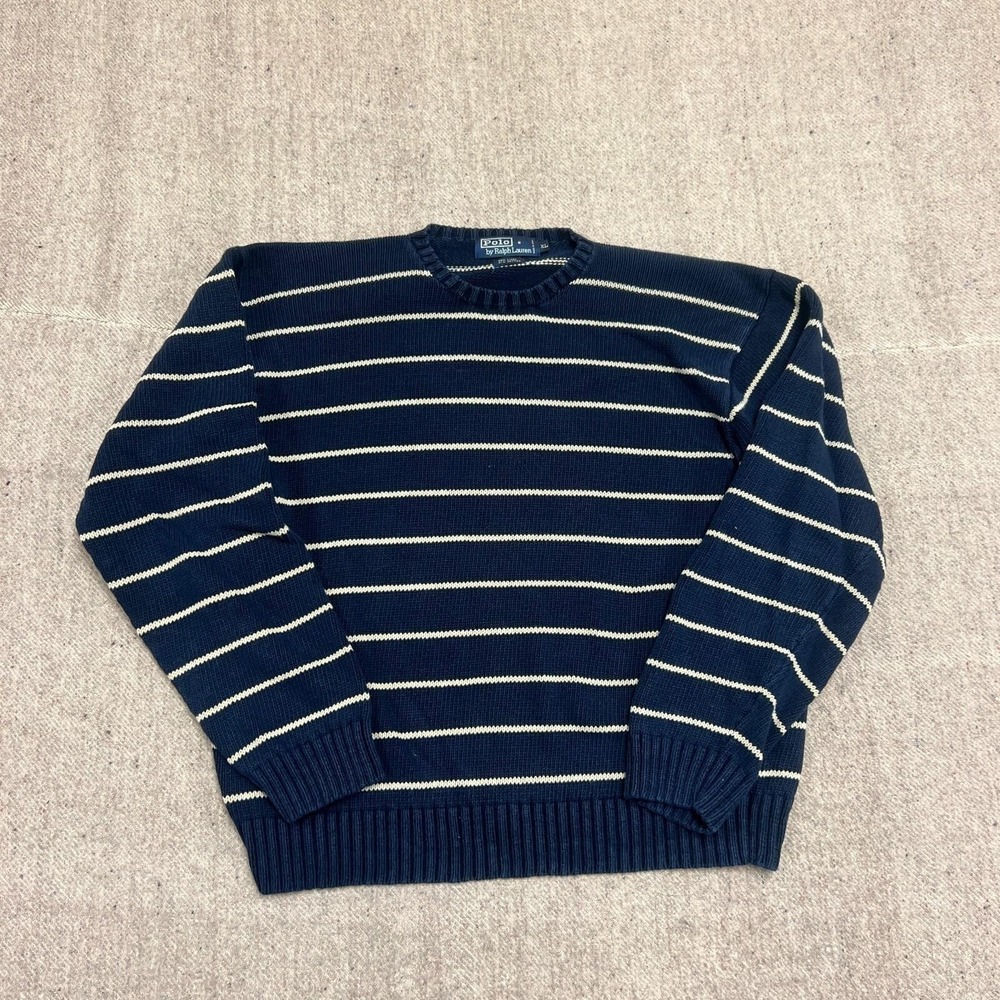 Vintage Polo Ralph Lauren Sweater Mens XL Blue 1990s Striped
